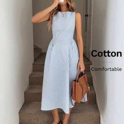 Vestido midi de cuello redondo sin mangas
