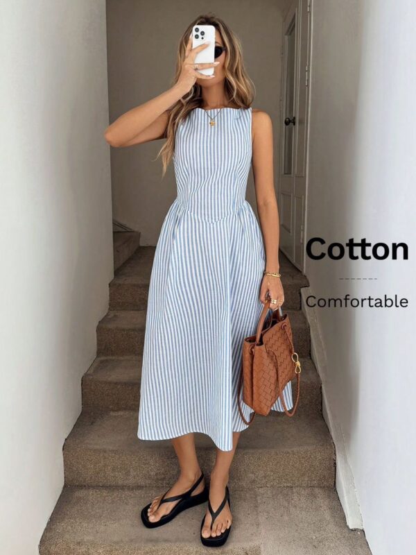 Vestido midi de cuello redondo sin mangas